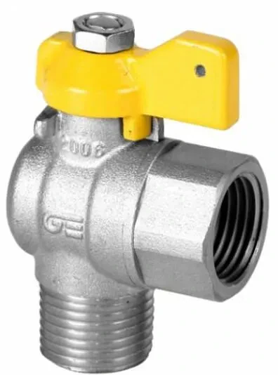 Robinet cu bila unghiular pentru gaz, filet interior-exterior